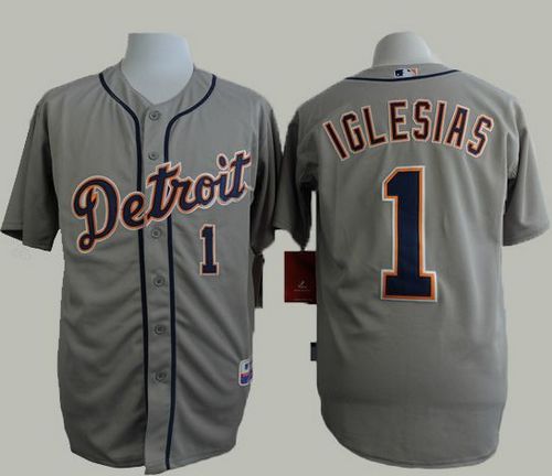 Tigers #1 Jose Iglesias Grey Cool Base Stitched MLB Jersey - Click Image to Close